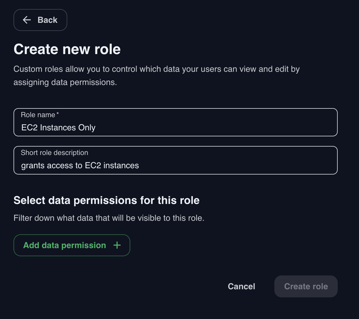 Data Access Role details